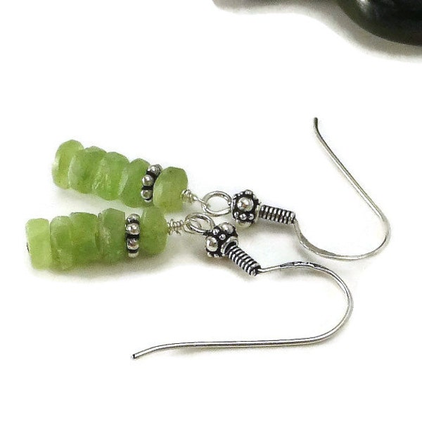Kyanite Earrings, Green Kyanite Earrings, Kyanite Jewelry, Organic, Sterling Silver