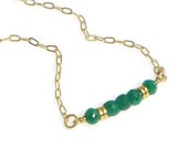 Emerald Necklace, Emerald Jewelry, Gold Filled, Birthstone Jewelry, Green, Mother's Day