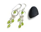 Peridot Sterling Silver Earrings, Boho Chic, Peridot Jewelry, Green Stone Earrings, Peridot Gemstone, August Birthstone