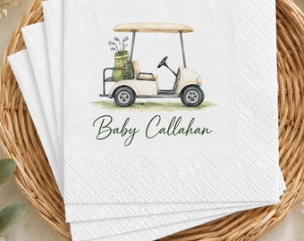 Personalized Golf Baby Shower Napkins, Golf Cart Baby Shower Napkins, Custom Baby Boy Shower Party Decor
