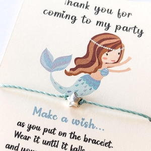 Mermaid Party Favor Wish Bracelet: Silver Star Charm, Waterproof Jewelry
