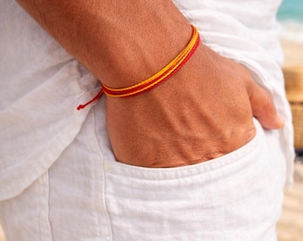 BARCELONA  Bracelet –Spaanse Armband Geel en Rood -  Red Yellow Spanish  – Adjustable String Bracelet Waterproof Bangle Beach Jewelry