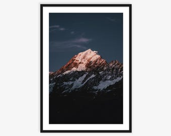 Stampa fotografica del Monte Cook, arte murale paesaggistica della Nuova Zelanda