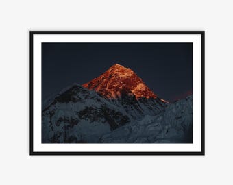 Stampa fotografica del Monte Everest, arte del paesaggio montano del Nepal, foto dell'Himalaya