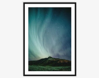 Stampa fotografica dell'aurora boreale in Islanda, decorazione murale dell'aurora boreale