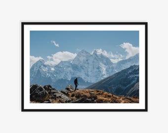 Stampa fotografica dell'Himalaya del Nepal, arte murale con paesaggio montano