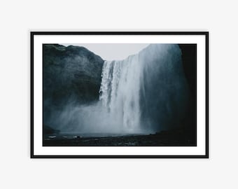 Iceland Skogafoss Waterfall Photography Print, Landscape Wall Art