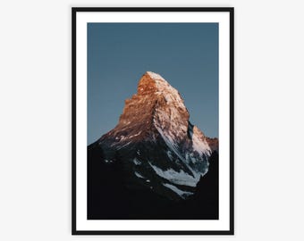 Stampa fotografica del Cervino, paesaggio delle Alpi svizzere, arte murale