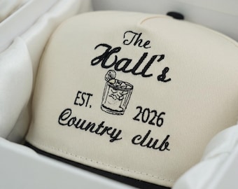 Custom Embroidered Baseball Cap, Personalized Wedding Date Hat, Newlywed Couple Gift
