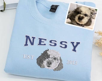 Custom Pet Portrait Embroidered Sweatshirt, Dog Lovers Gift
