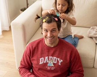 Embroidered Custom Dad Sweatshirt Portrait From Photo, Personalized Dad Portrait Sweatshirt, Personalized Gifts For Dad, Xmas Father's Gift