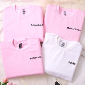 Embroidered Maid of Honor Crewneck, Bride Sweatshirt, Maid of Honor Sweatshirt, Bridesmaid Gift, Personalized Bridal Party Crewneck Wedding