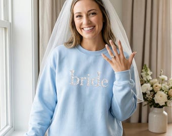 Embroidered Floral Bride Sweatshirt – Bridal Shower, Honeymoon Crewneck Gift