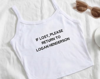 Haftowany top na wieczór panieński: „W razie zgubienia, zwróć”, top na wieczór panieński, prezent na wieczór panieński, spersonalizowany krótki top, spersonalizowany top