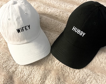 Echtgenoot geborduurde hoeden, aangepaste vintage baseballpet, meneer en mevrouw hoed, cadeau voor bruid en bruidegom, verlovingscadeau, huwelijkscadeau