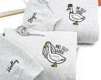 Embroidered Mr & Mrs Goose Sweatshirt - Personalized Couple Gift