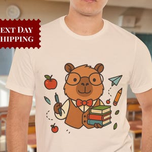 Funny Capybara Teacher Shirt, Male Teacher Gift, Animal Pun T-Shirt, First Year Teacher Shirt, Christmas Teacher Gift, Capybara Lover Shirt
