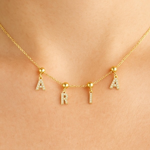 Custom Name Necklace – Dainty Personalized Jewelry Gift for Her, Gold Initial Letter Charm, Custom Necklace, CaitlynMinimalist Style