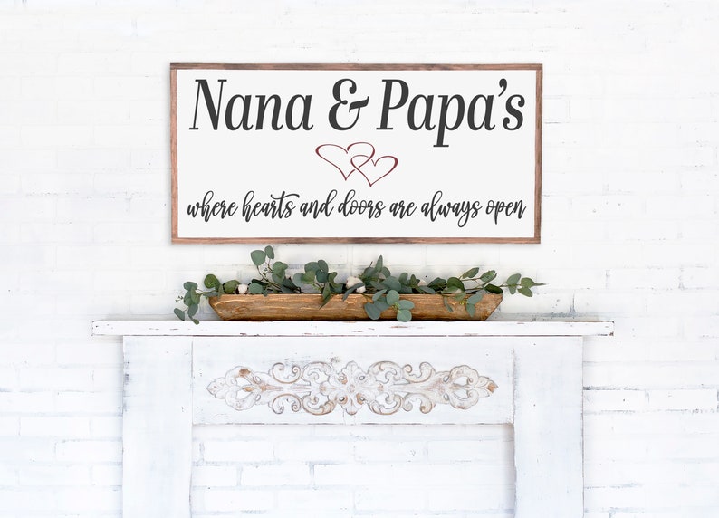 Nana and Papa Wood Sign, Grandparent Home Decor, Gift for Grandparent, Gift for Nana, Gift for Papa, Grandparents Interior Decor image 1