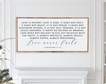 Love Is Patient Corinthians 13 Wooden Sign, Bible Verse Decor, Scripture Wall Art, Modern Farmhouse, 1 Corinthians 13