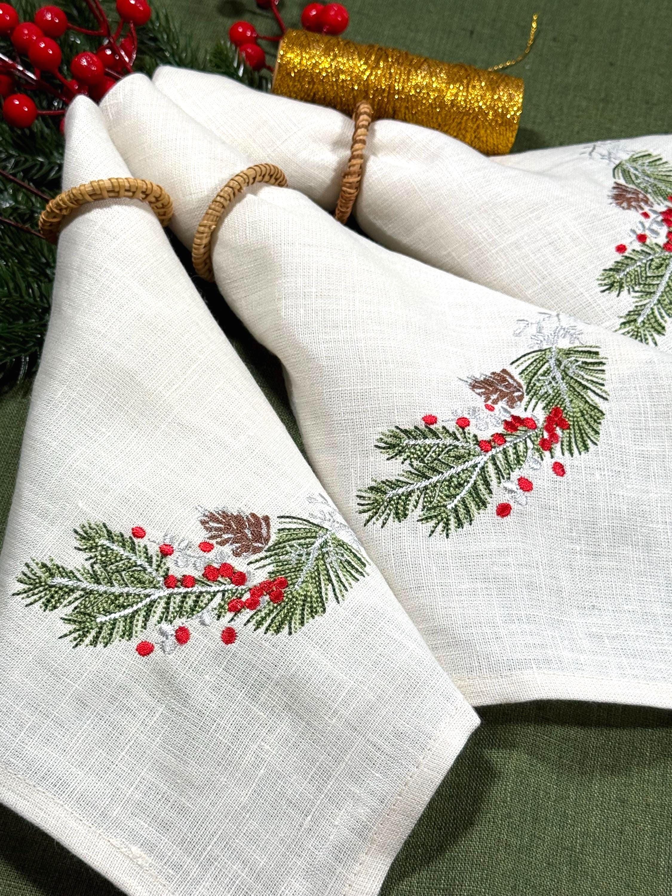 Grey cloth xmas dinner napkins - Etsy 日本