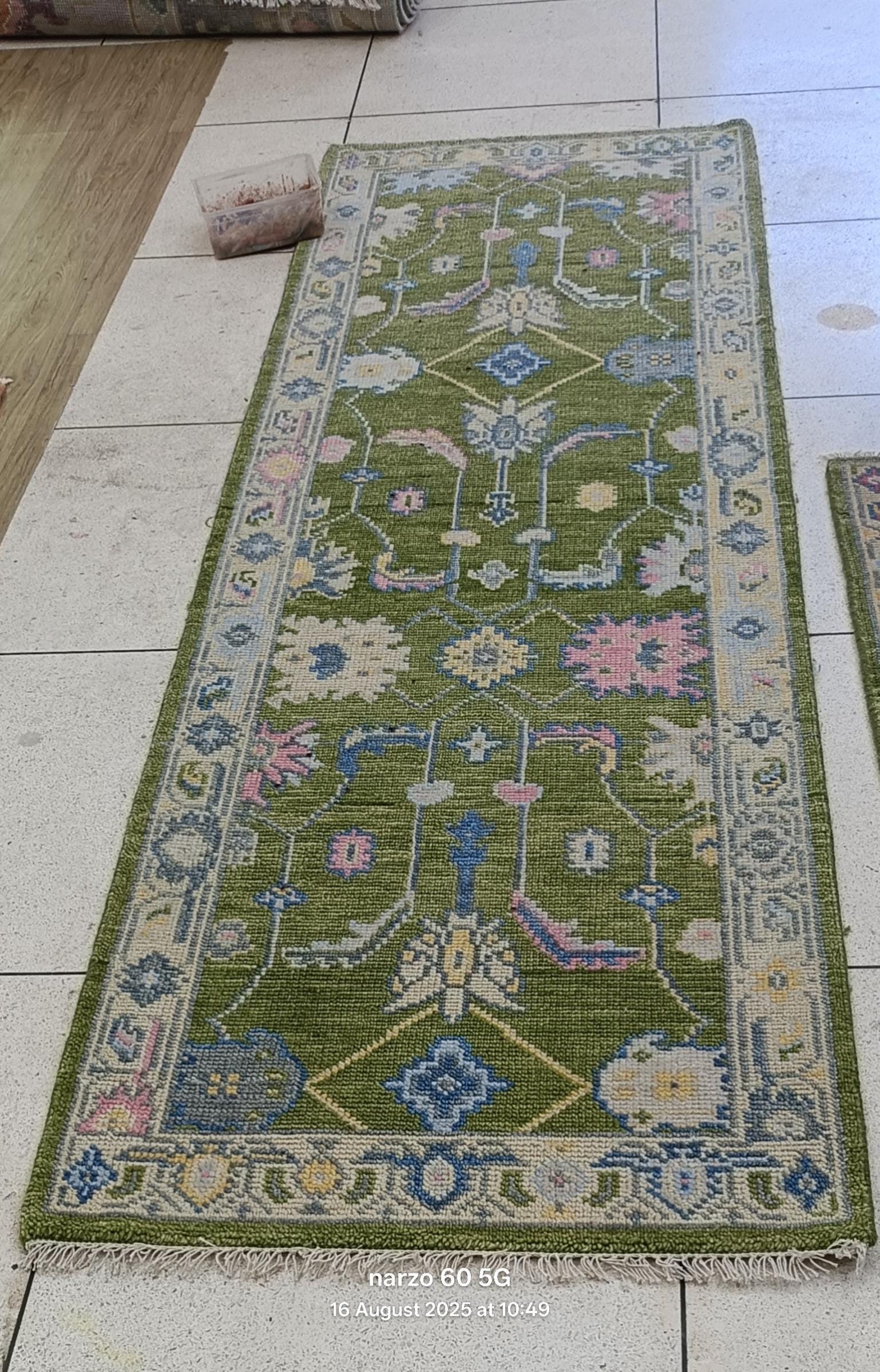 ボヘミアンウールカーペット、ナローランナー、ヴィンテージスタイル