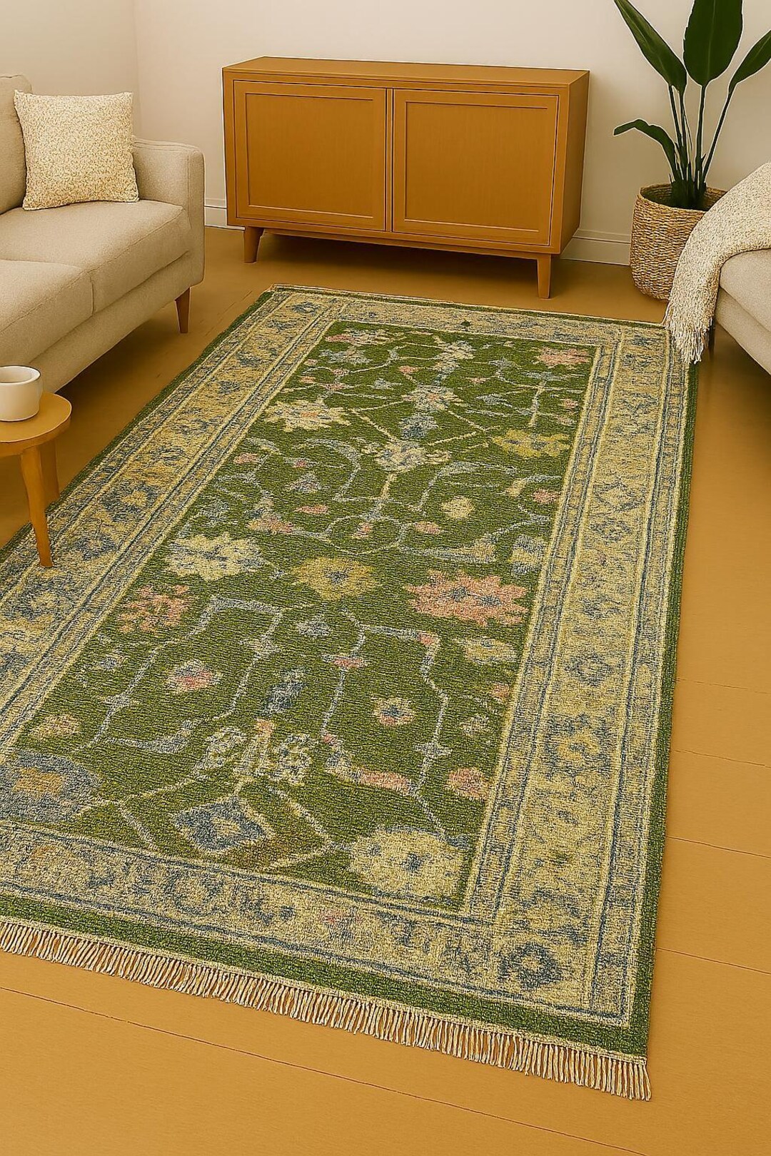 ボヘミアンウールカーペット、ナローランナー、ヴィンテージスタイル