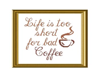 Coffee Quote Cross Stitch Pattern PDF Instant Download