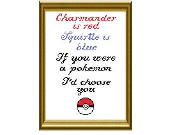 Pokemon Love Poem Counted Cross Stitch Pattern PDF