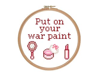 Funny Make-Up Beauty Quote  Counted Cross Stitch Pattern PDF Instant Download