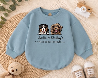 Personalized Dog Baby Romper, My Dog's New Best Friend Bodysuit, Custom Pet Baby Outfit, Dog Lover Baby Gift