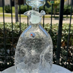 Blenko Clear Crackle Glass Decanter With Stopper #49