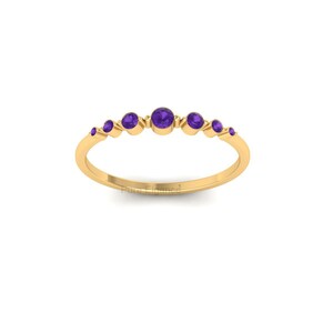 Amethyst Dainty Ring | Delicate Stacking Band | Minimalist Gemstone Ring | February Birthstone Jewelry | Anniversary Gift for Her