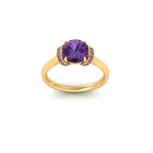 Amethyst Engagement Wedding Ring | February Birthstone Ring | Unique Dainty Promise Ring | Purple Gemstone Ring for Her | Anniversary Ring