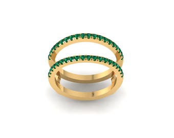 Emerald Eternity Band: Dainty Sterling Silver Stacking Ring