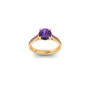 Amethyst Engagement Ring | February Birthstone Jewelry | Dainty Amethyst Ring | Unique Anniversary Gift for Her | Purple Gemstone Ring