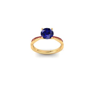 Sapphire & Ruby Accent Ring: 14k Gold Plated Gemstone Engagement