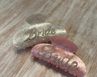 Rhinestone Bride Claw Clip, Bachelorette Party Decorations, Bride Hair Claw Clip, Bridal Hair Accessories, Bridesmaid Favor, Wedding Gift
