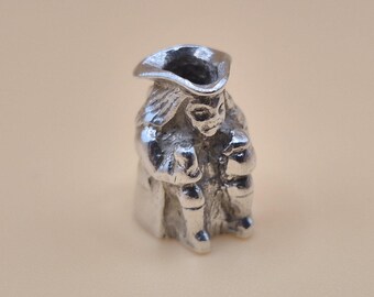 Dije vintage de jarra Toby de plata, regalo de coleccionista británico, joyería retro