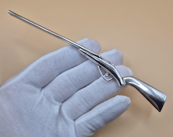 Modelo de escopeta de plata vintage de Links of London, miniatura de plata esterlina con sello de 1994, adorno novedoso y pesado.