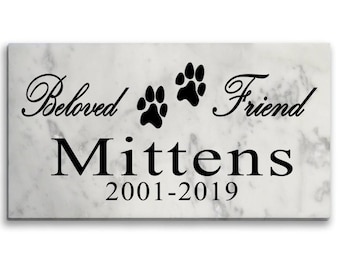 Personalized Cat Memorial Stone: Marble Pet Headstone, Garden Marker