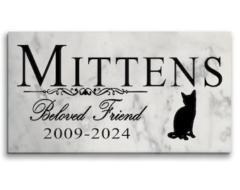Personalized Cat Memorial Stone: Custom Marble Garden Marker