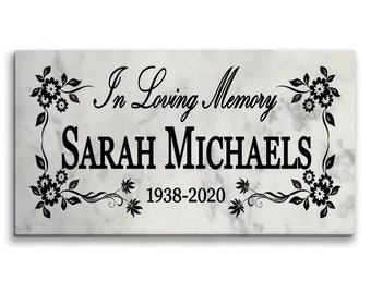 In Loving Memory Memorial Stone Plaque Custom Sympathy Gift Loved One Outdoor Remembrance Garden Solid Marble