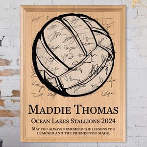 Custom Signable Maple Volleyball Plaque: Senior Night Gift