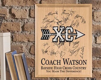 Cross Country Coach Gift Personalized Signable Coach's Sign Plaque Team Appreciation Award ***FREE SHIPPING 2nd Day Air!**