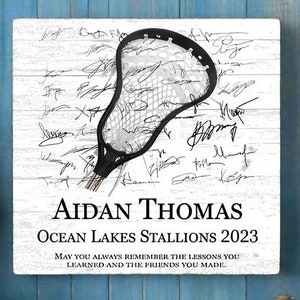 Personalized Lacrosse Team Plaque: Senior Gift, Signable Award
