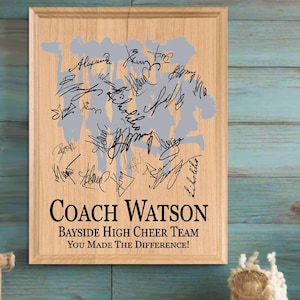Cheer Coach Gift Plaque - Personalized Cheerleader Team Thank You Award - Solid Wood -Season End Appreciation