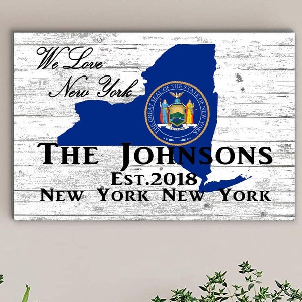 Personalized New York Home Sign Family Name & Established Date Customized New Home Wall Decor Housewarming Gift