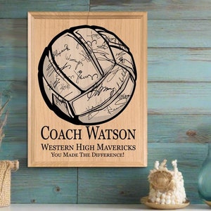 Personalized Volleyball Coach Gift: Signable Maple Plaque, Team Keepsake