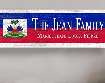 Personalized Haiti Flag Family Name Sign – Custom Haitian Heritage Wood Wall Decor